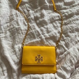 Tory Burch Britten Chain Wallet Yellow Leather
